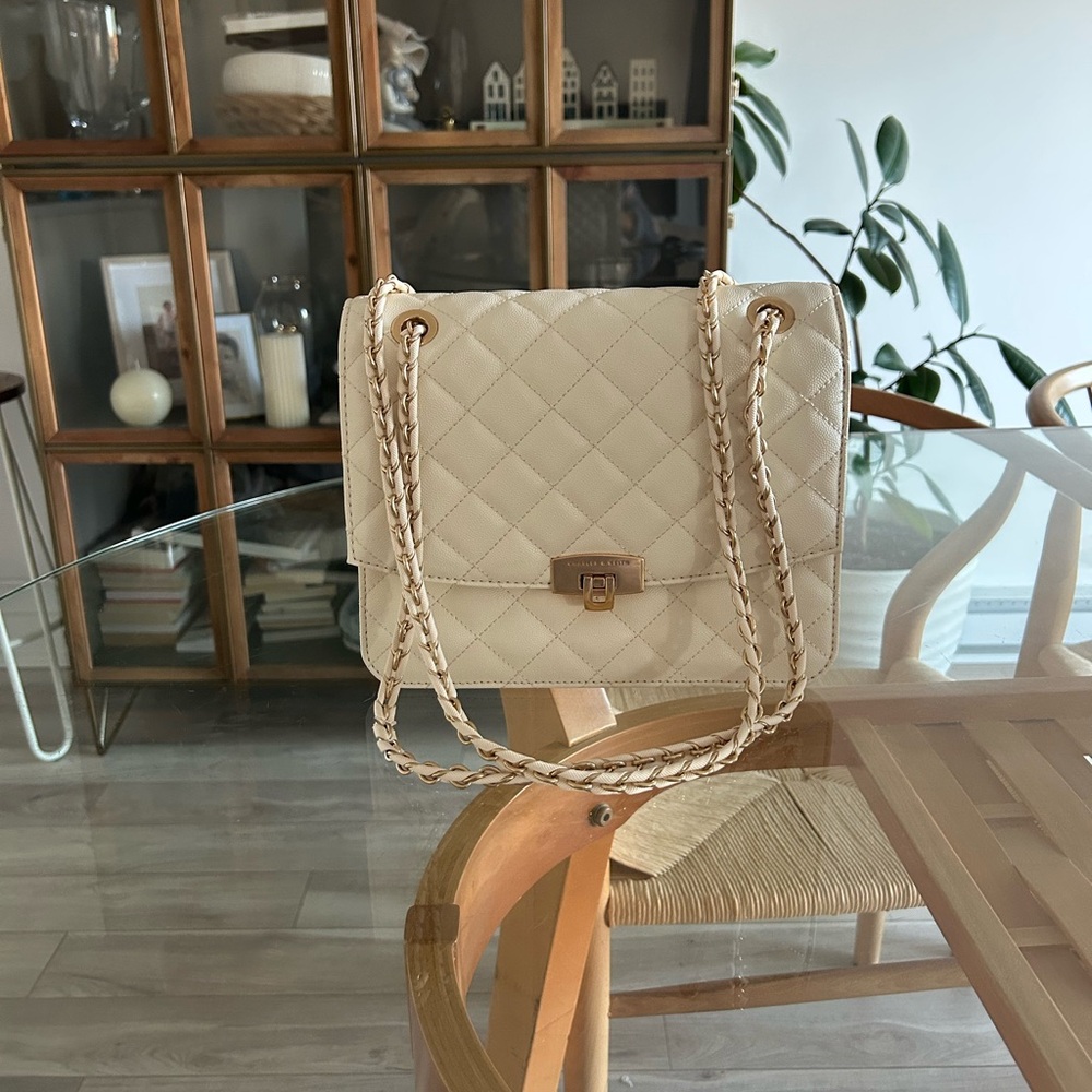 Cream Quilted Shoulder Bag